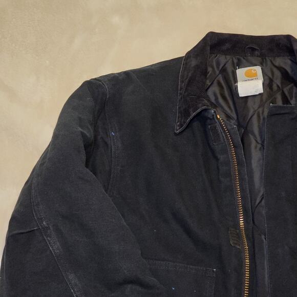 Vintage Carhartt Detroit Jacket J01 Made USA Blk Duck Quilted Lined Men’s Large - Picture 8 of 16
